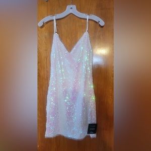 White sequin mini dress